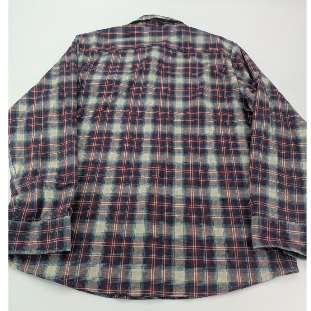 Wrangler Western Plaid Flannel Shirt Men Large Long Sleeve Snap Button Red Beige - Picture 2 of 9